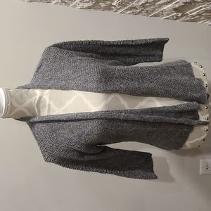 Eileen Fisher metallic silver and grey open cardigan with wool & alpaca